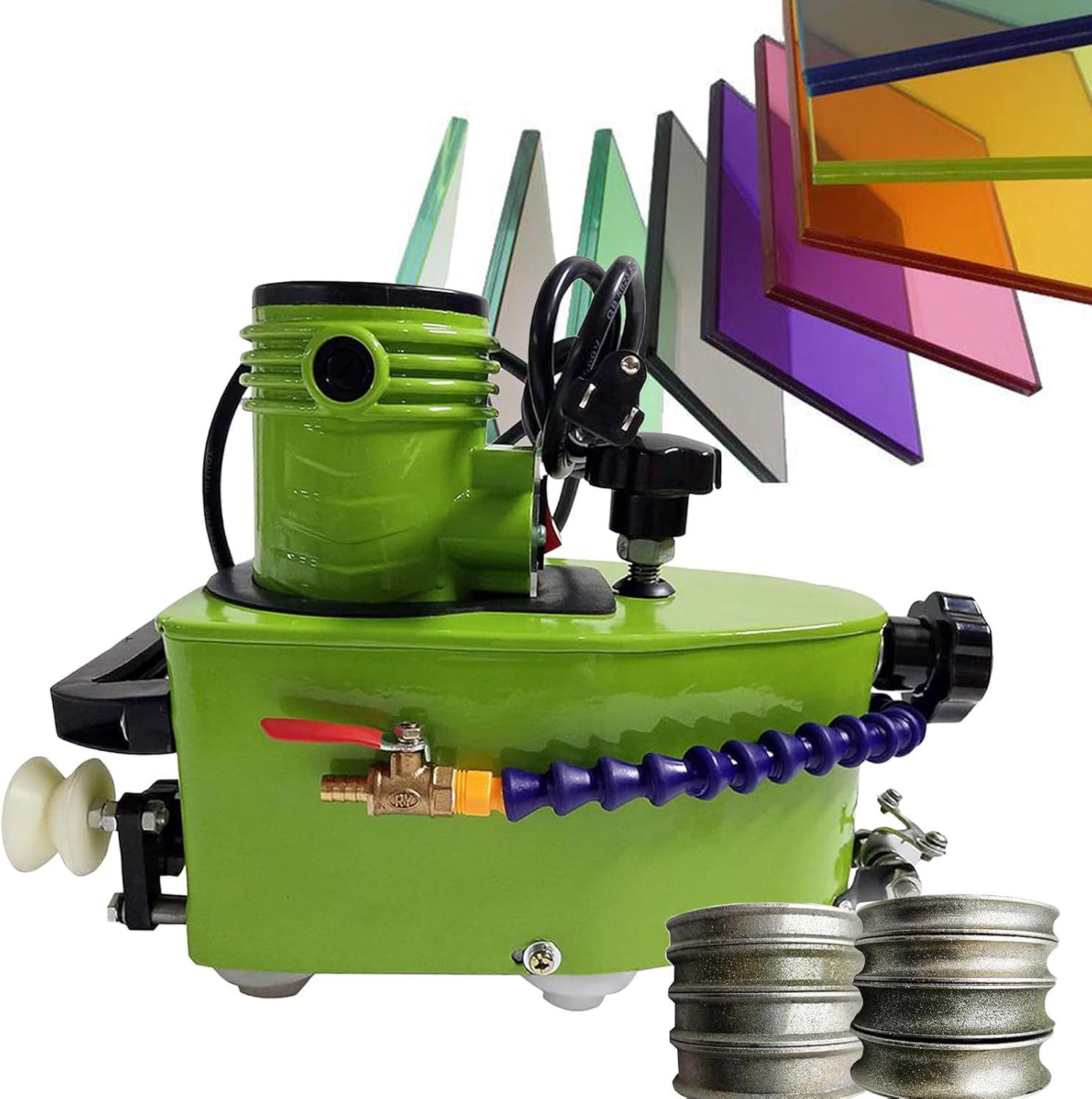 Glass Edger Machine, 800W Electric Portable Glass Grinder with 8 Diamond Wheels, Straight Round Bevel Edge Grinder for Glass, Marble, Stone, Tile, 8000r/min