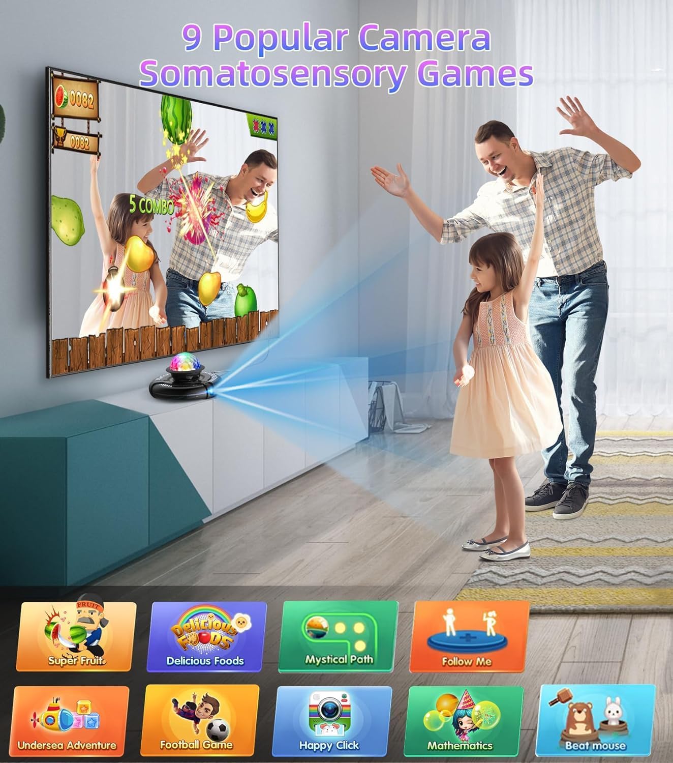 FWFX Dance Mat for TV Games - Wireless Musical Electronic Dance Pad for Kids & Adults, 2-Player Indoor Active Exercise Game for Family Parties, Birthday for Boys and Girls