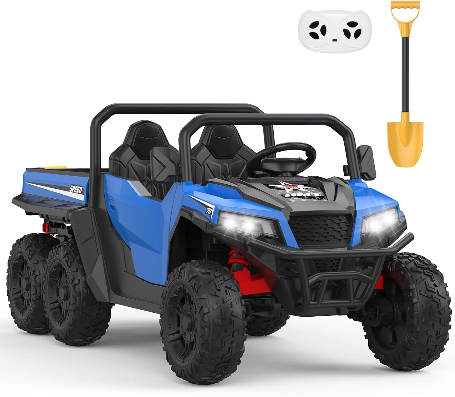 GarveeLife 24V 2 Seater Ride on Dump Truck with Remote Control for Big Kids, 4WD 6 Wheels Ride on Car w/Music Player & LED Lights, Ride Toy Gift for Kid