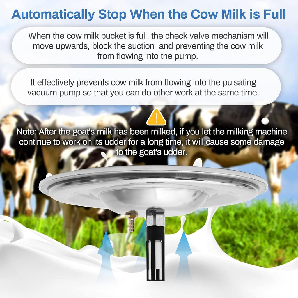 9L Cow Milking Machine, Rechargeable Battery Adjustable Pulse Vacuum Electric Cow Milking Machine,Portable Milking Machine,Individual Pulsation Adjustment, Udder Protection