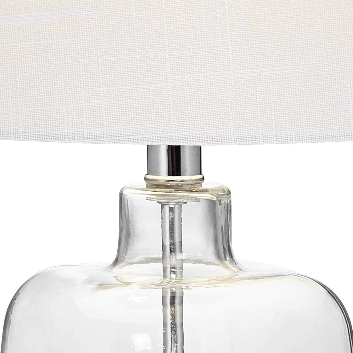 360 Lighting Coastal Country Style Accent 3-Way Table Lamp with Table Top Dimmer 21.75' High Clear Glass White Fabric Drum Shade for Living Room Bedroom House Bedside Nightstand Home Office Family