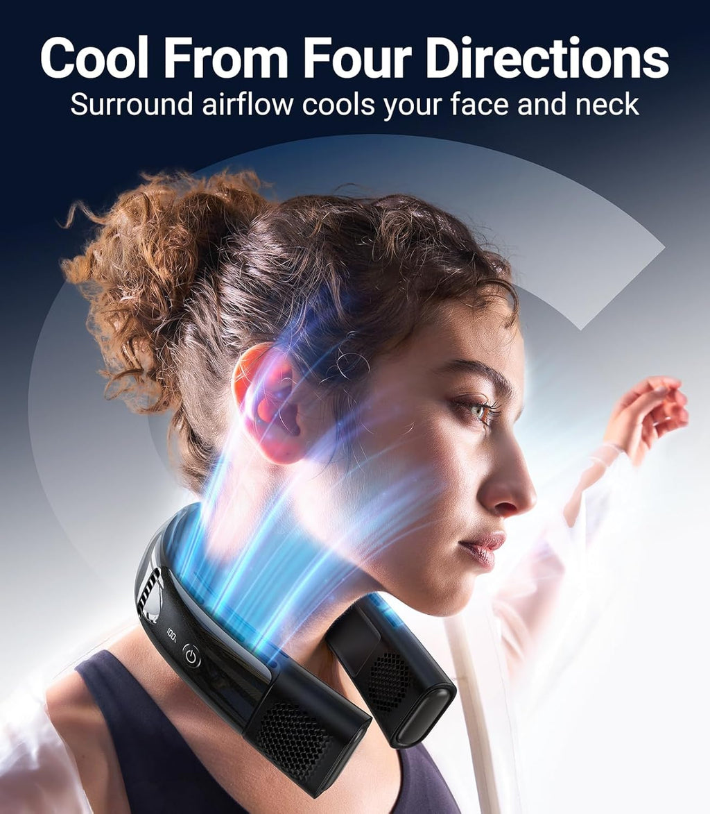 TORRAS COOLiFY SE Neck Fans that Blow Cold Air [Limited Version], Neck Air Conditioner with Long Battery, Orange-blue-Change Neck Fan, Smart App Control Neck Fan Rechargeable, Black