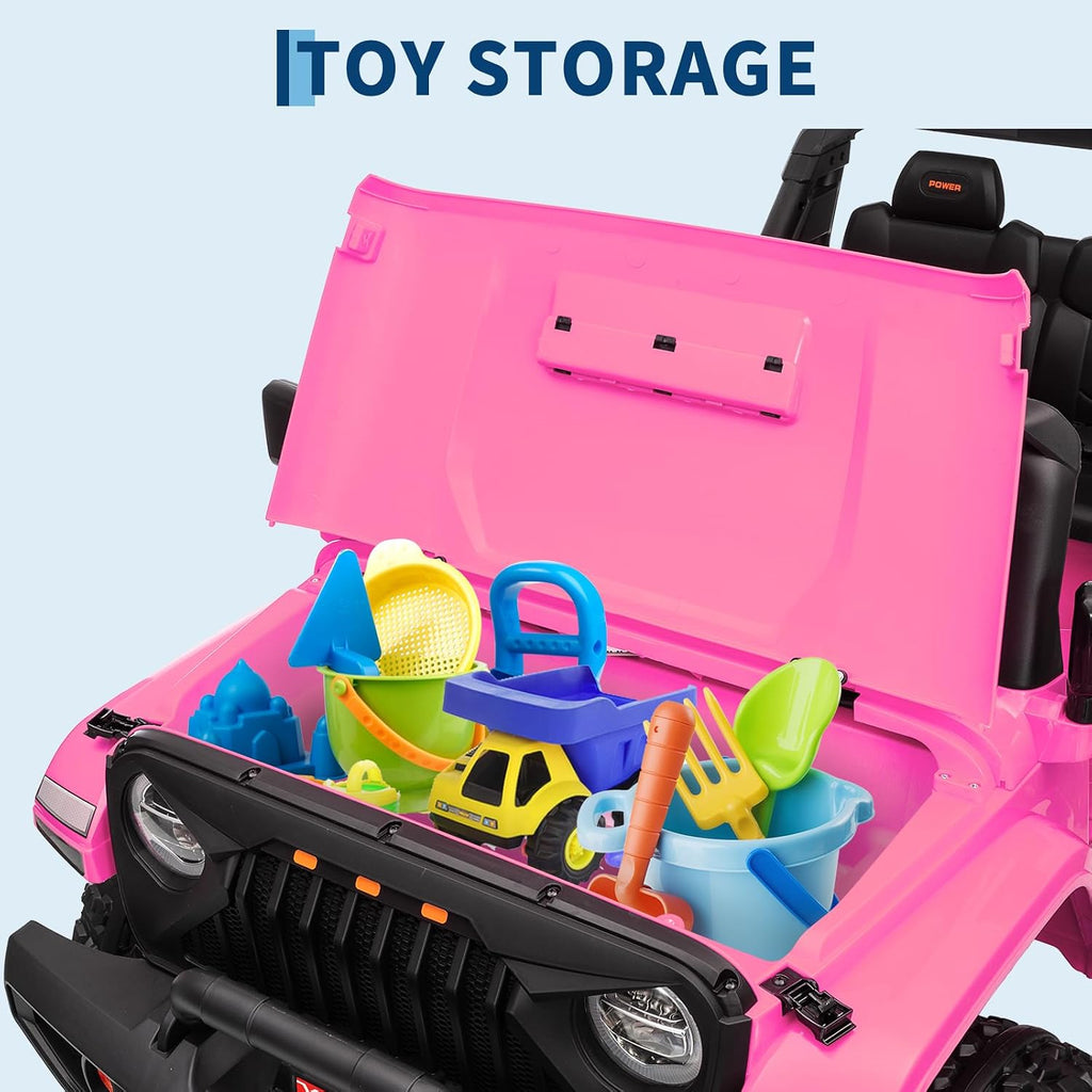 GarveeLife 24V Ride on Toys, 2 Seater Kids Ride on Truck Car, Parent Remote Control, 4WD 800w Motor, 3 Adjustable Speeds, Built-in Music Player, Kids Electric Ride on Toys with Easy Assembly, Pink