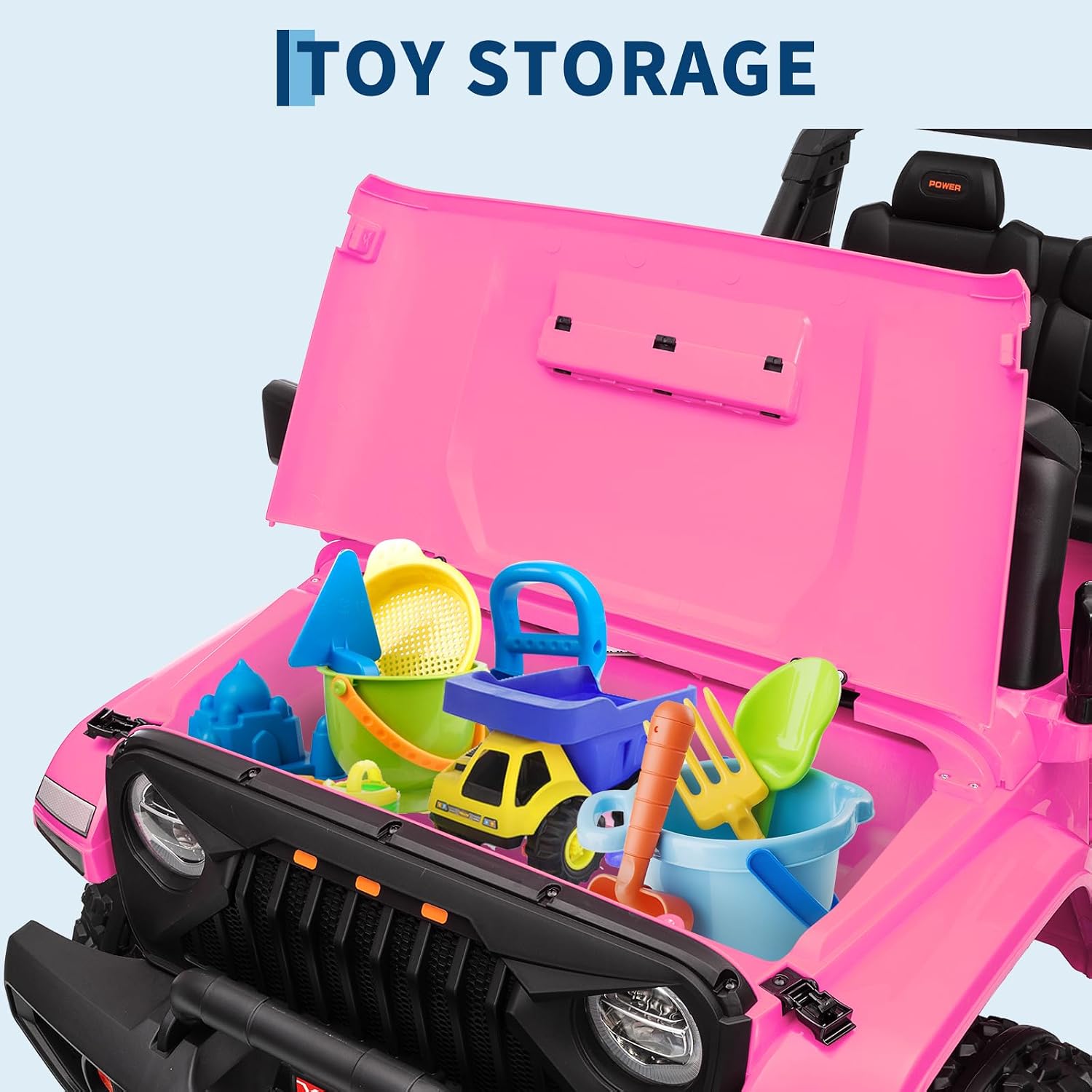 GarveeLife 24V Ride on Toys, 2 Seater Kids Ride on Truck Car, Parent Remote Control, 4WD 800w Motor, 3 Adjustable Speeds, Built-in Music Player, Kids Electric Ride on Toys with Easy Assembly, Pink