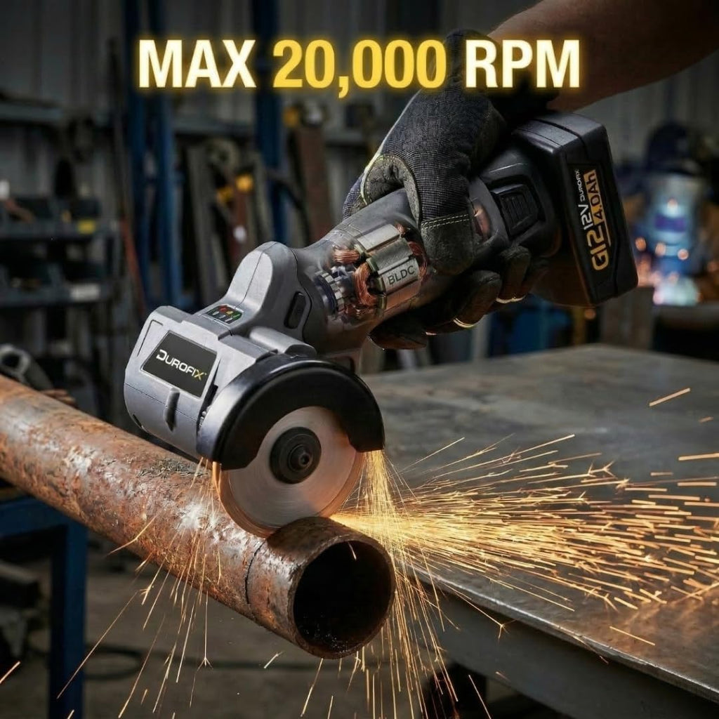 Durofix G12 Series RK12136-2-K3 12V Cordless 3/8' Hammer Drill Power Tool Combo Kit with 3 Inch Compact Cut Off Tool, 1 Battery & Charger