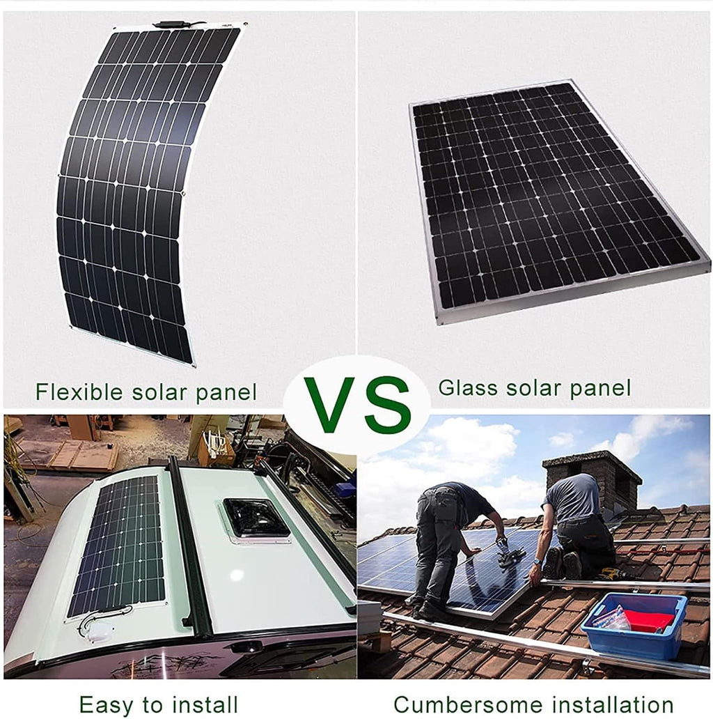Portable Solar Panels 4pcs 100W Flexible Solar Panels Kits with 60A Controller, 18 Volt Monocrystalline Solar Panel Module for Off Grid PV Power for Home, Camping, Boat