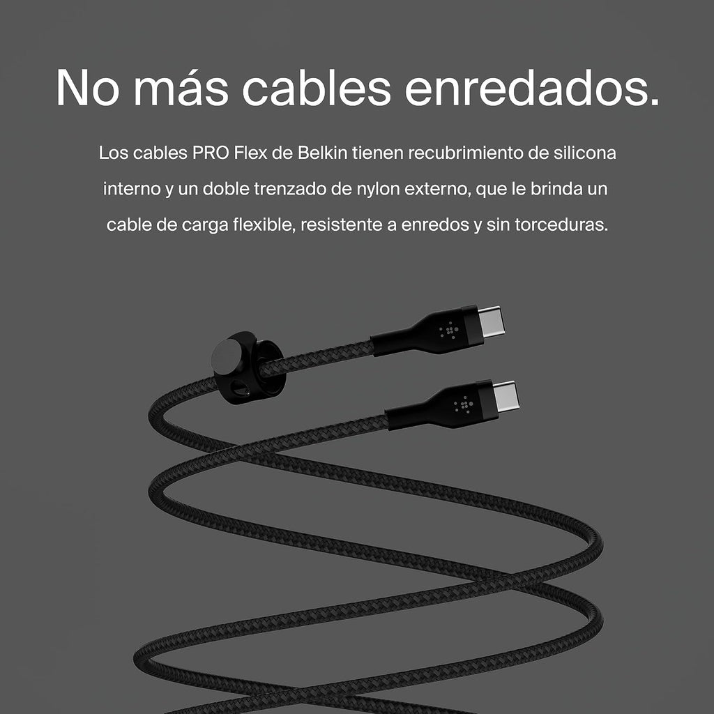 Belkin BoostCharge Pro Flex Braided USB-C to USB-C Cable (3M/10FT), USB-IF Fast Charging Cable for iPhone 16 Series, MacBook Pro, iPad Pro, Galaxy S25, S24, Nintendo Switch 2 & More - Black