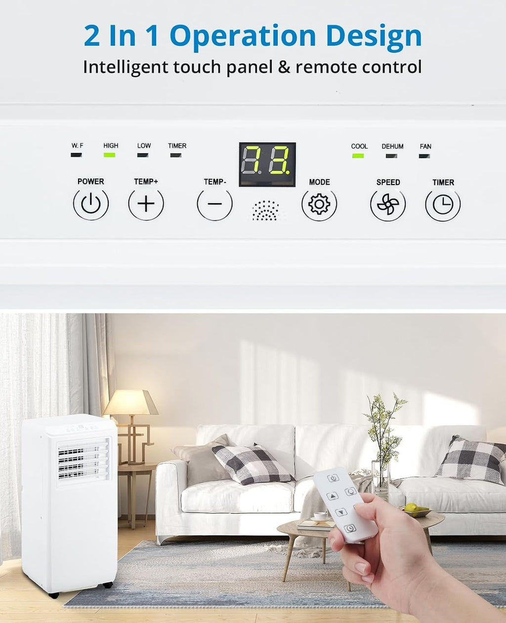 Takywep Portable Air Conditioner 10000 BTU, Portable AC Unit with Remote Control, Energy-Efficient Cooling for 450 Sq.ft Spaces, 3in1 Portable AC with Dehumidifier, Cooling & Fan Mode for Bedroom Room