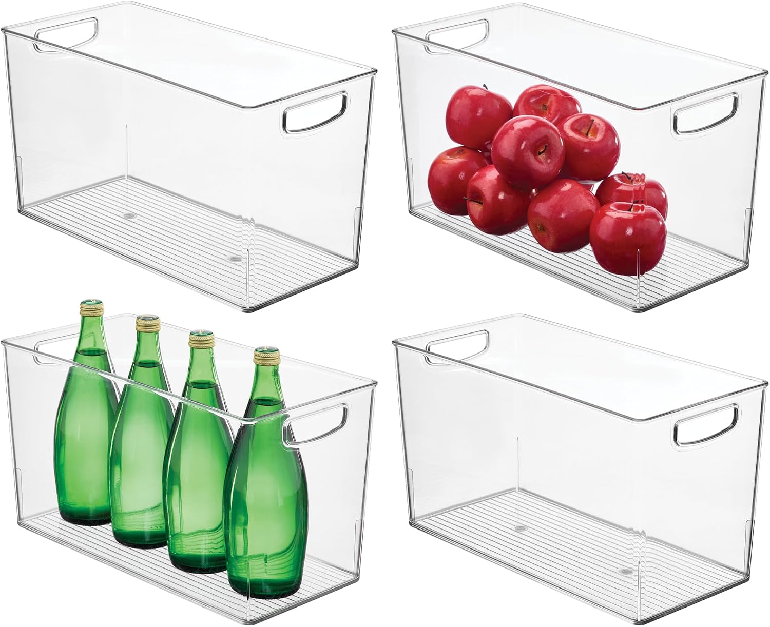iDesign Plastic Storage Bin with Handles for Household Storage - Set of 4 - Clear - Made in USA
