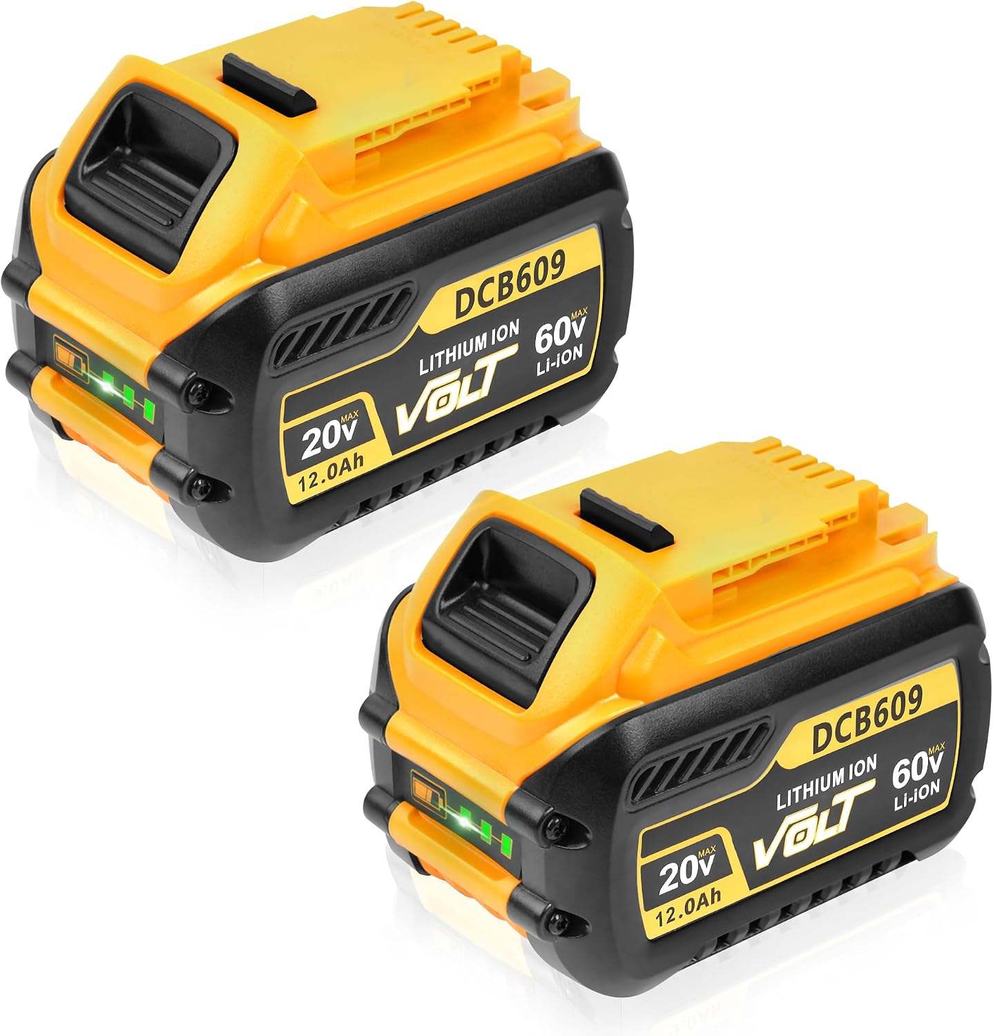 2-Pack 12.0Ah Replacement Battery for DeWalt FlexVolt 20V/60V Max – Compatible with DCB606, DCB609, DCB612, DCB200, DCB205, DCB206 – High Capacity Lithium-Ion Batteries for Cordless Power Tools