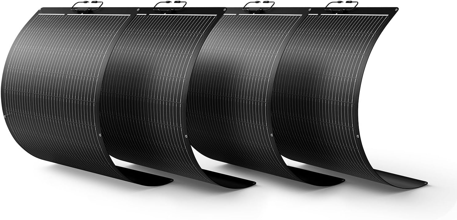 400W Flexible Solar Panel System (4x100W), All-Black ETFE Array, 23% Efficiency High-Power Off-Grid Kit, Compatible with 12V/24V/48V Batteries, RV, and Cabin