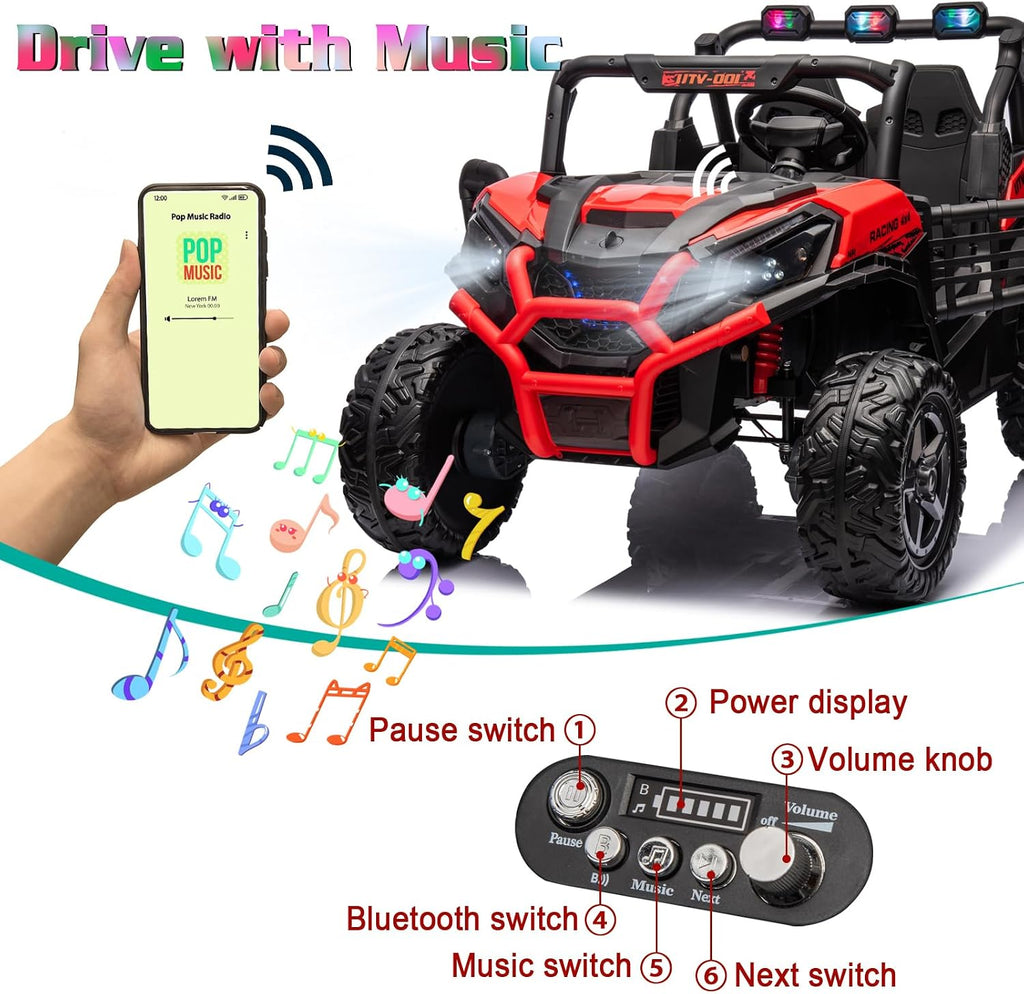 4WD UTV 24V Ride On Toys for Big Kids Ride On 2 Seater Ride On Toys Kids | 2 Seater Ride On Car for Kids Side-by-Side UTV Electric Cars for Kids Electric Ride Car Ride On Toys for Kids 4-8