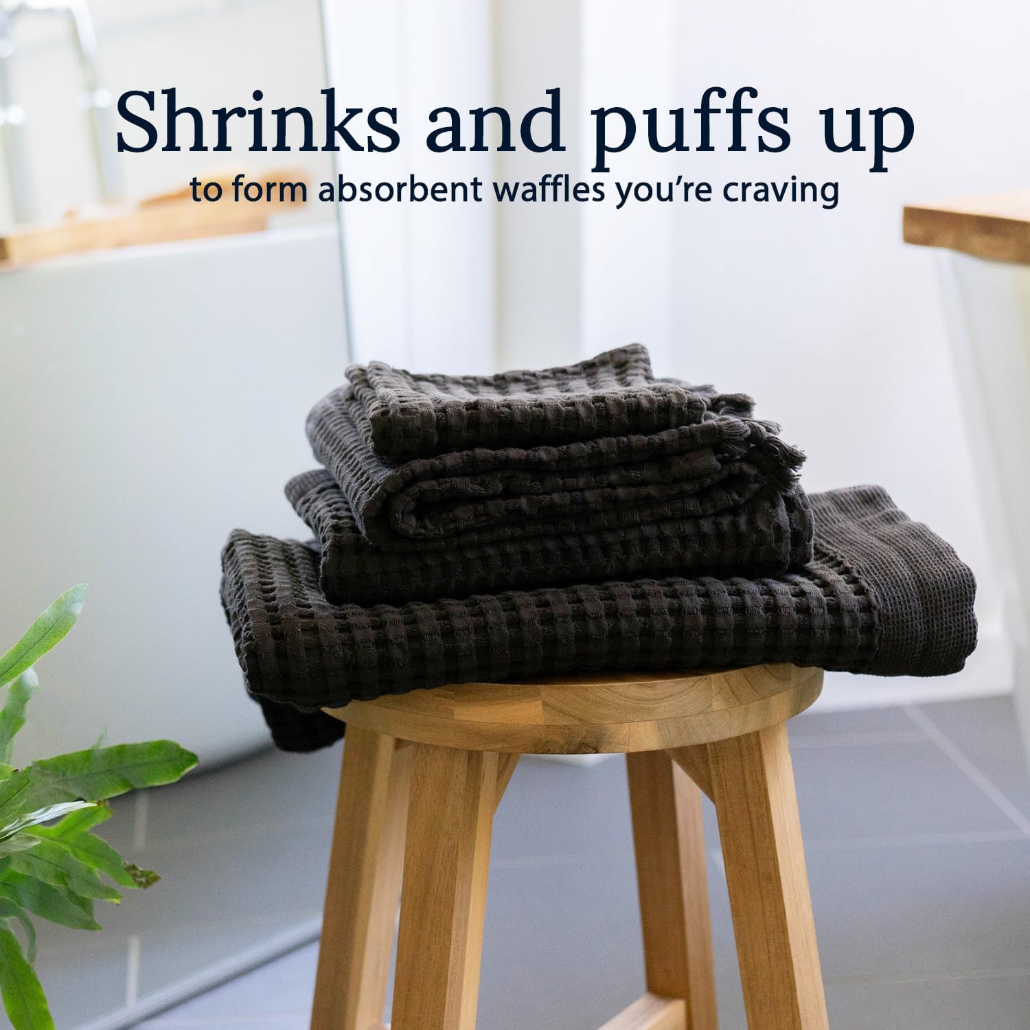 GILDEN TREE Waffle Bath Sheet Quick Dry Towel, Thin Luxury Bath Towels, 40x80 Large Bath Towels 2 Pack Bath Sheets, Modern Style (Faded Black)