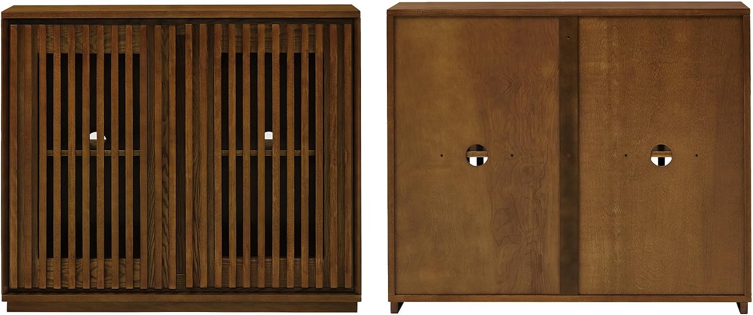 LKTART 39' Walnut Sideboard Buffet Cabinet, Entryway Narrow Storage,3 Piece | Wood;Small Storage Cabinet with Storage;Mid Century Modern;Thin Cabinet for Small Space,Living Room,Kitchen,Hallway
