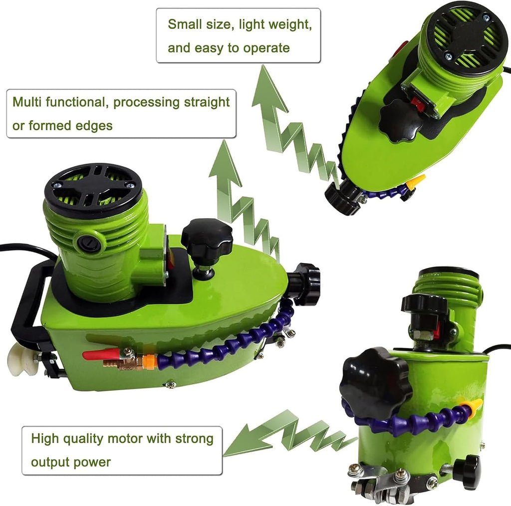 Glass Edger Machine, 800W Electric Portable Glass Grinder with 8 Diamond Wheels, Straight Round Bevel Edge Grinder for Glass, Marble, Stone, Tile, 8000r/min