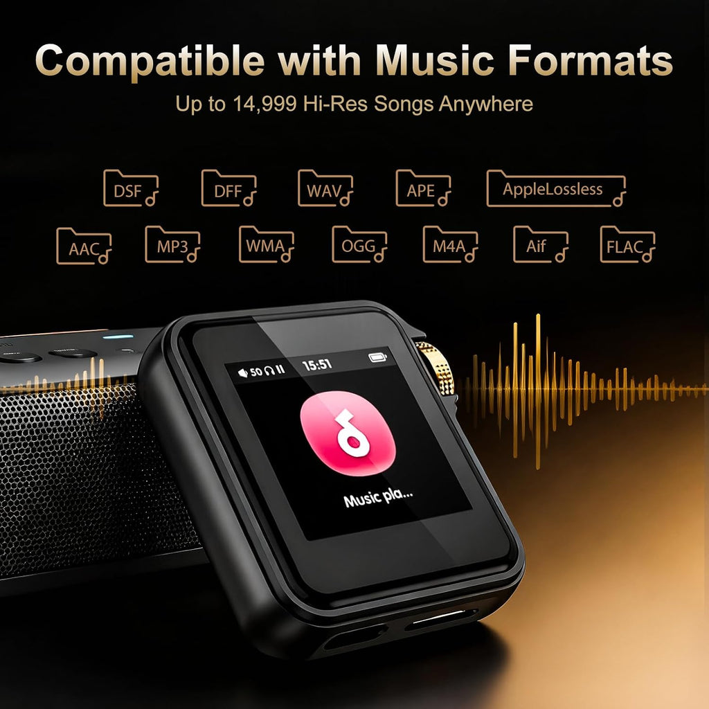 HIFI WALKER H2 Mini MP3 Player with APTX Bluetooth, Hi-Res Audio, Lossless DSD/FLAC, Touch Screen & Wearable Clip, Portable Music Player for Running & Travel, 64GB Memory, Supports up to 512GB