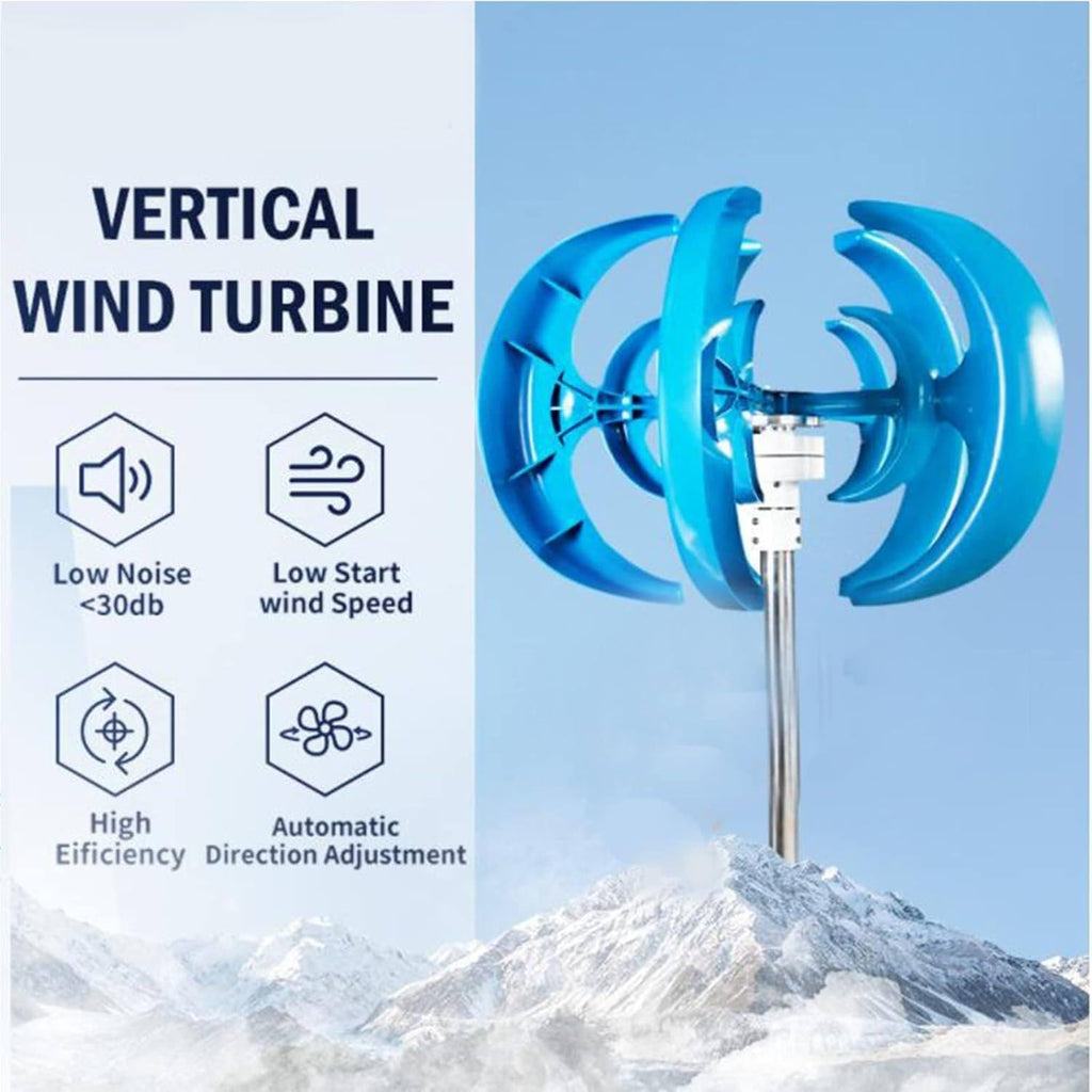 Wind Turbine Generator, Vertical Axis Wind Turbine, New 1000W 12V 24V Vertical Wind Turbine Magnetic Levitation Upright Wind Generator for Home Ship,24V-Blue