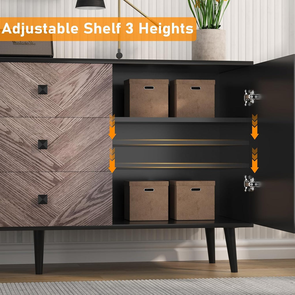 Large Storage Cabinet with Shelves & Doors, Sideboard Buffet Cabinet with Drawer, Entryway Cabinets, Accent Cabinets for Living Room, Dining Room, Entryway
