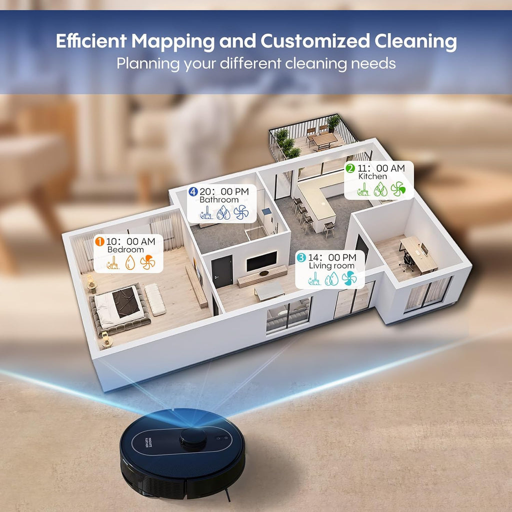 Robot Vacuum and Mop Combo, 5000Pa Suction, LiDAR Navigation, Robot Vacuum with Self Emptying Station for 60 Days Hands Free, Mapping for Multi Floors, No Go Zone, Carpet Boost, APP & Alexa Control