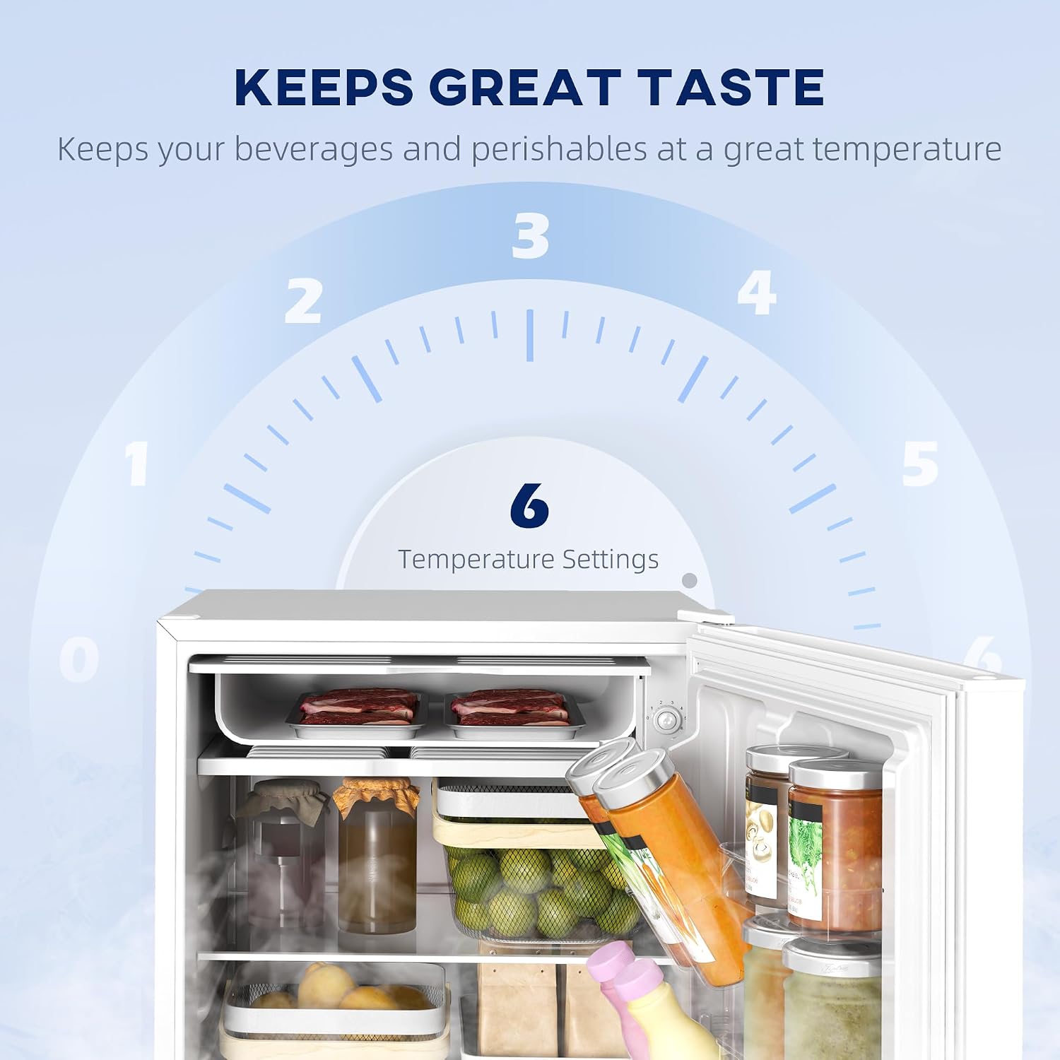 HOMCOM 4.5 Cu.Ft Mini Fridge with Freezer, Single Door Small Refrigerator with Adjustable Thermostat, Energy Efficient, Low Noise, Mini Refrigerator for Bedroom, Dorm, Office, White