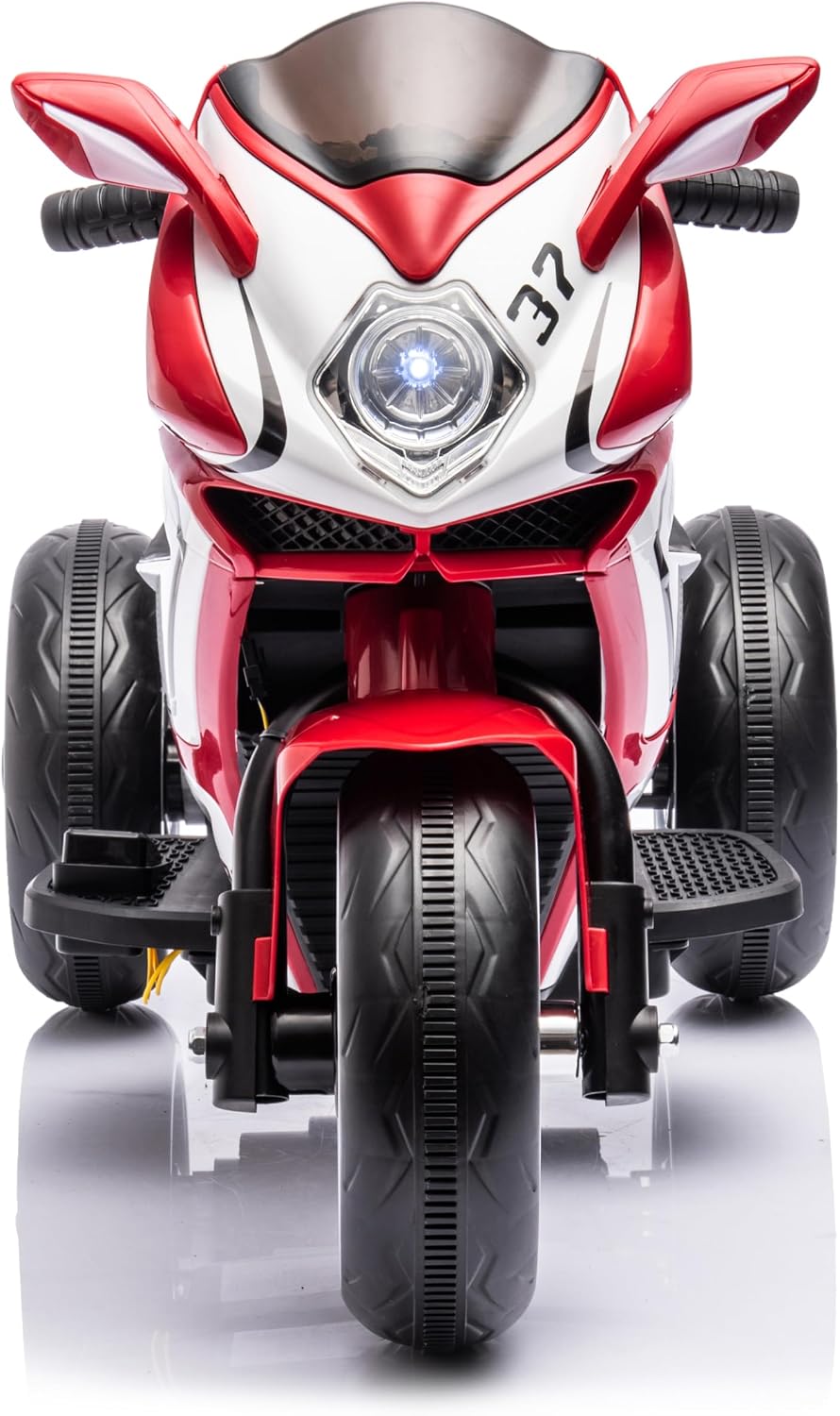 Ride on Motorcycle, Rechargeable Ride on Toys, Tamco Motorcycle for Kids 3 to 4 Years Boys Girls with Foot Pedal Starter, Music/Lights/Lighting Wheels (RED)