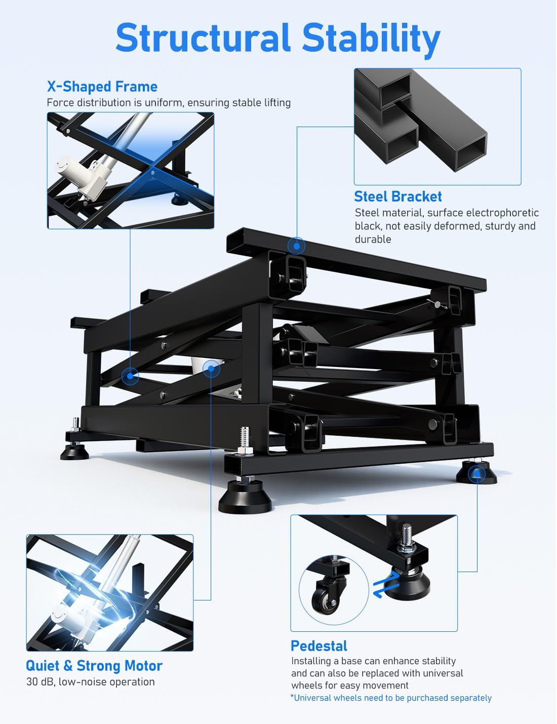 DIHOOL Electric Scissor Lift Table, 265Lbs Load, 10.43'-43.31' Height Adjustable Lifting Platform, Super Quiet with Remote & WiFi Control, Obstruction Detection, AC/DC Power for Home/Industrial Use