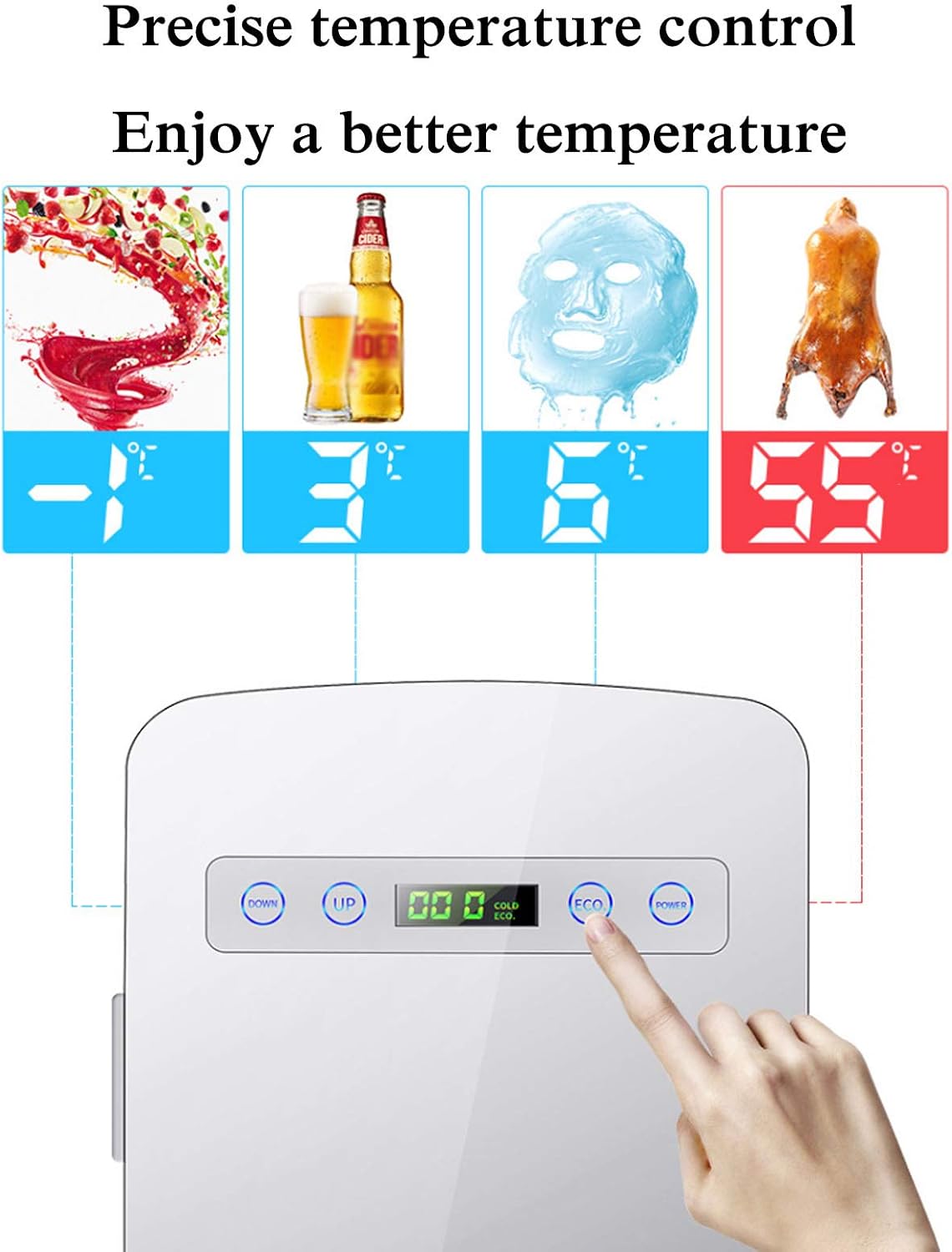 Mini Fridge Electric Cooler and Warmer 10L for Car and Home Portable Freezer Touch Digital Display Electric Coolers for Camping Single Door with Handle Three Layers