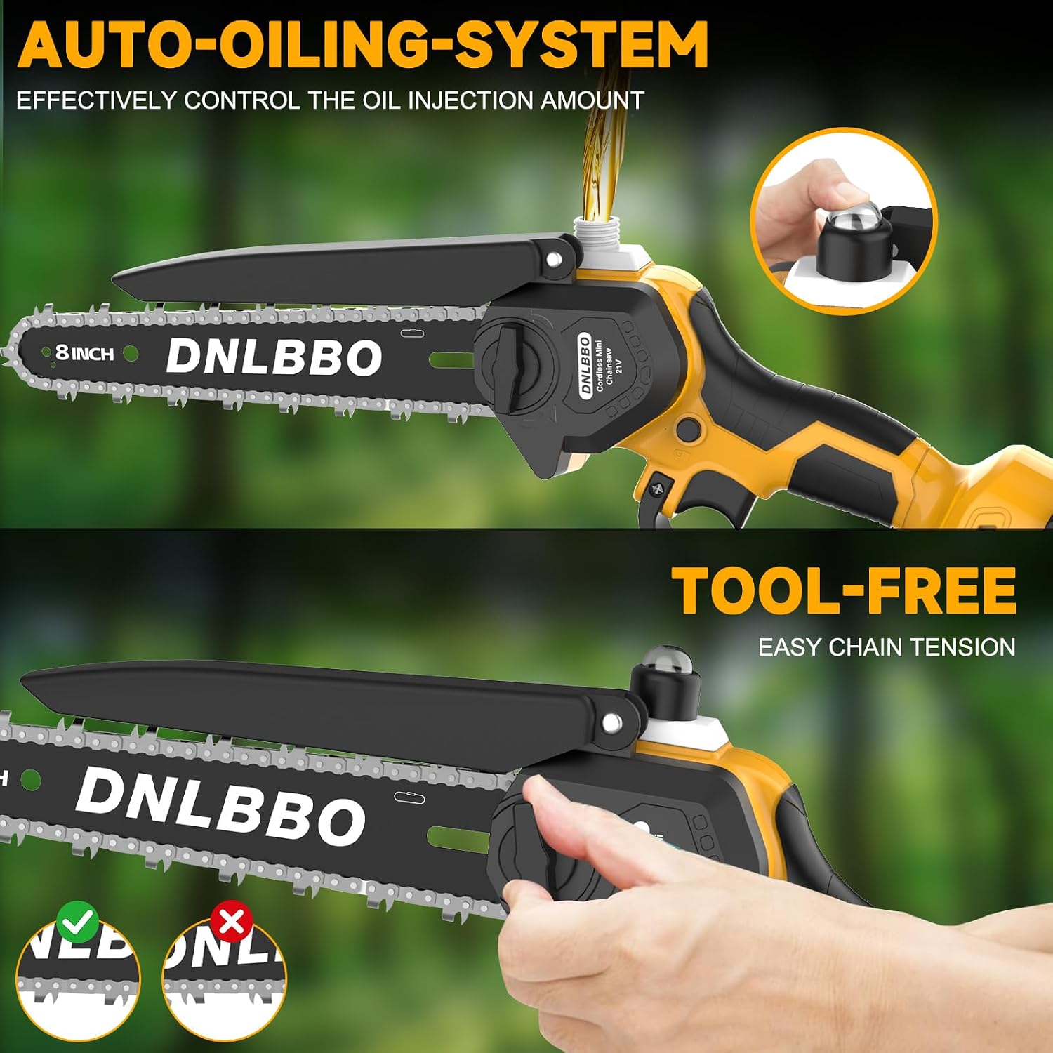 Electric Pole Saws for Tree Trimming, 8 Inch Brushless Mini Chainsaw with 9.5FT Extension Pole, 16Ft Reach, 4.0Ah Battery, Auto Oiling, Cutting speed 35FT/S, Tree Trimmer for Branch Limb Cut