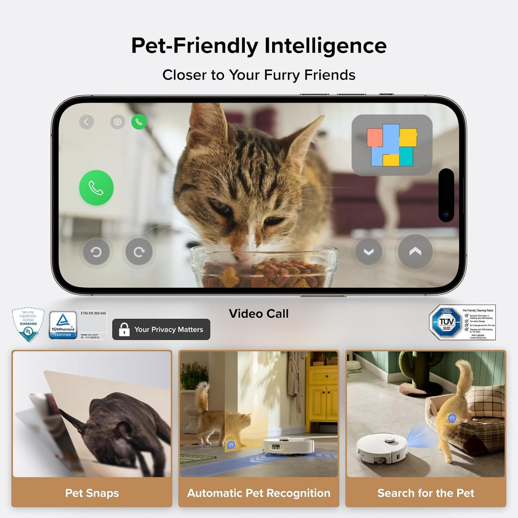 roborock Qrevo Curv 2 Flow Robot Vacuum and Mop, SpiraFlow Real-Time Self-Cleaning Roller Mop, 20,000 Pa, Dual Zero-Tangle System, AI Obstacle Avoidance, Heat-Washes & Dries Mop, Carpet Protection