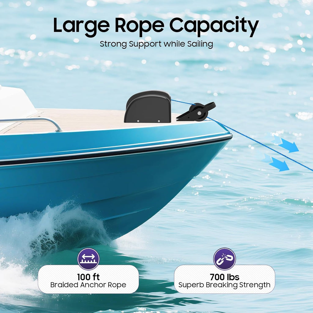 OUKANING Boat Electric Anchor Winch, Anchors Up to 25/35/45 LBS, 12-Volt DC Boat Anchor Wench with Wireless Remote Control, High-Efficiency Marine Saltwater Anchor Windlass Kit Includes 100-feet Rope