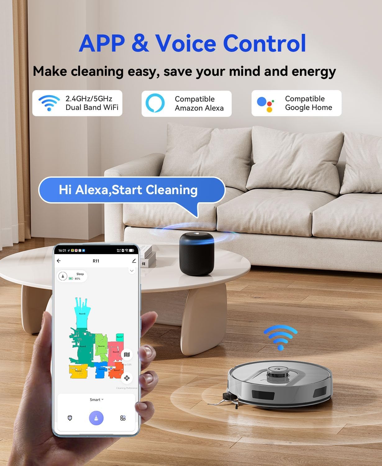 Robot Vacuum Cleaner 20,000Pa Robot Vacuum and Mop,90 Day Self Emptying Vacuum Robot,Lidar Navigation,5G/2.4GWiFi APP Aspirateur Robot,Self-Charging Robot Vacuums for Pet,Floor,Carpet R11Gray