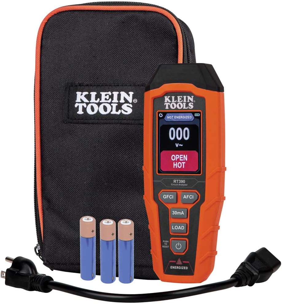 Klein Tools RT390 Circuit Analyzer with Large LCD, Identifies Wiring Faults, GFCI and AFCI Tester, Voltage Drop, Displays Trip Time