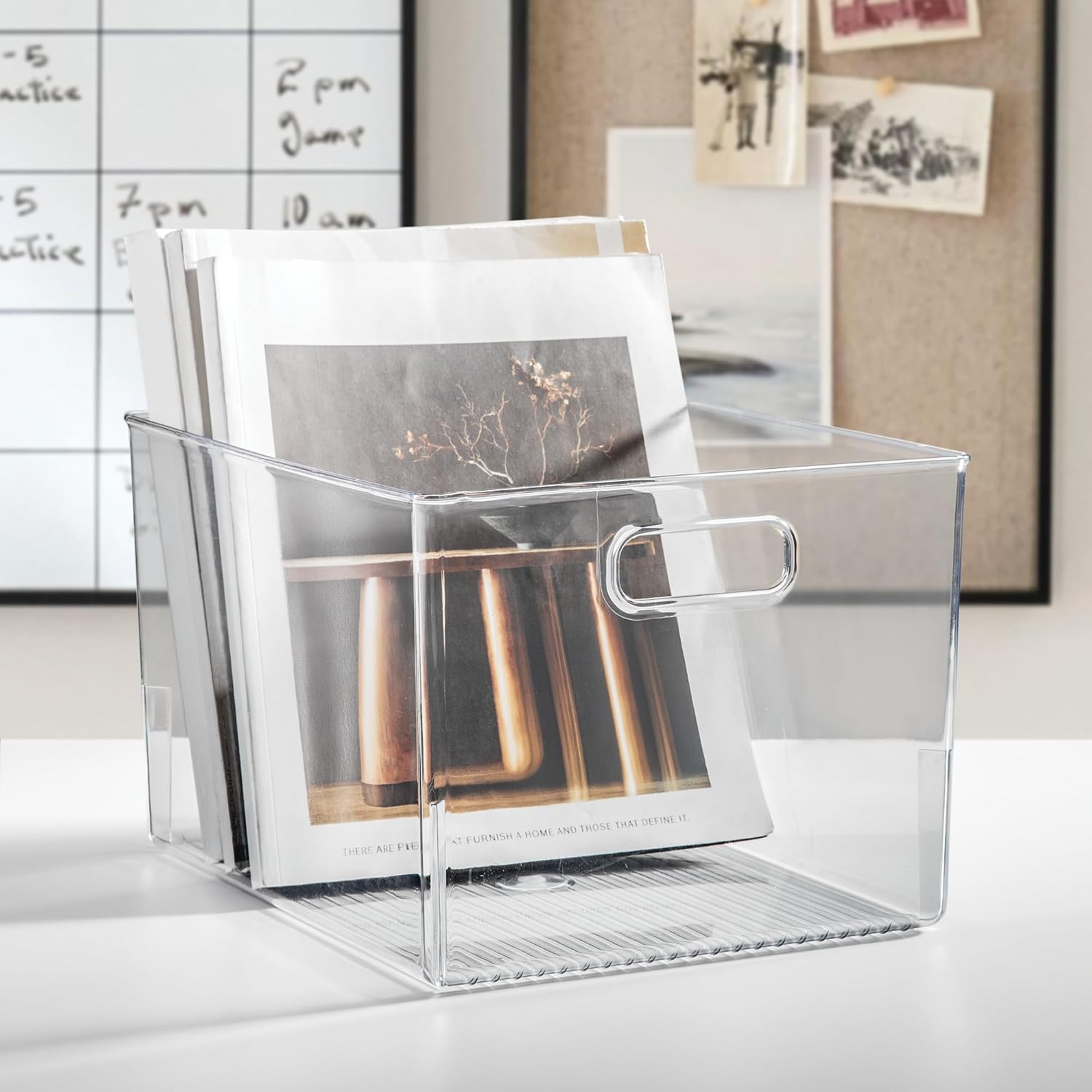 iDesign Storage Bins with Handles - Organize Kitchen, Bathroom, or Home Office - Set of 8 - Clear