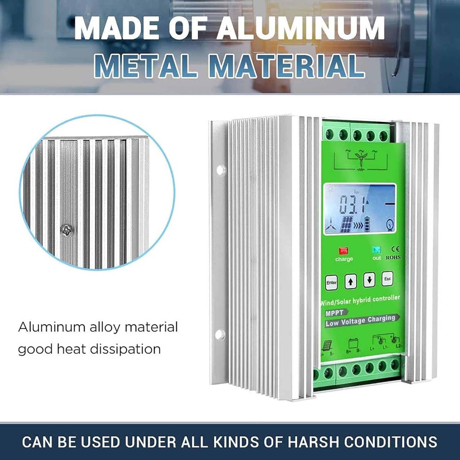 3000W-15000W Wind Solar Hybrid Controller, 12V 24V 48V Wind Solar Hybrid Controller MPPT Boost Charge Regulator for Lithium Acid Inverters, Solar and Wind 5000W