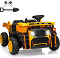 24V Kids Ride On Dump Truck with R/C, 2 Seater Electric Car - 2WD/4WD Powerful Motors, 4.4 Mph, Electric Dump Bed & Shovel, EVA Tires, Music Player, Soft Start, 19' Spacious Seat (Yellow)