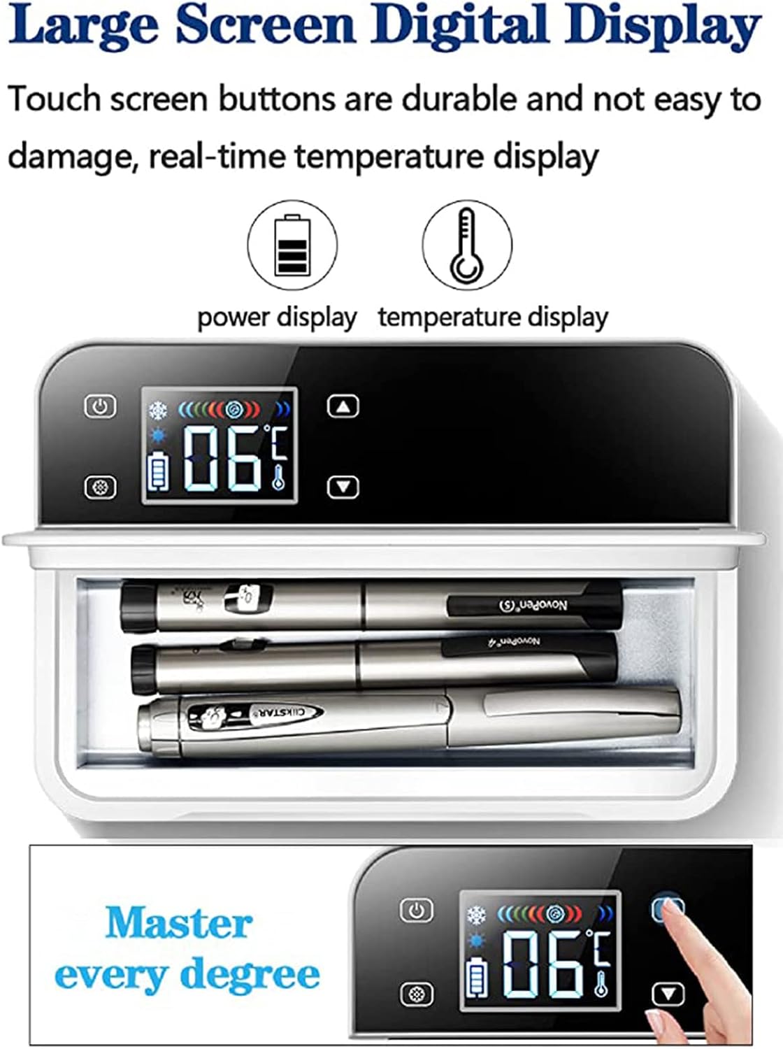 Portable Insulin Cool Box for Medicines Diabetic Bag Insulin Cool Box Cooler Bag Insulin Fridge Electric 0-18°C Adjustable - Great for Travel,2batteries
