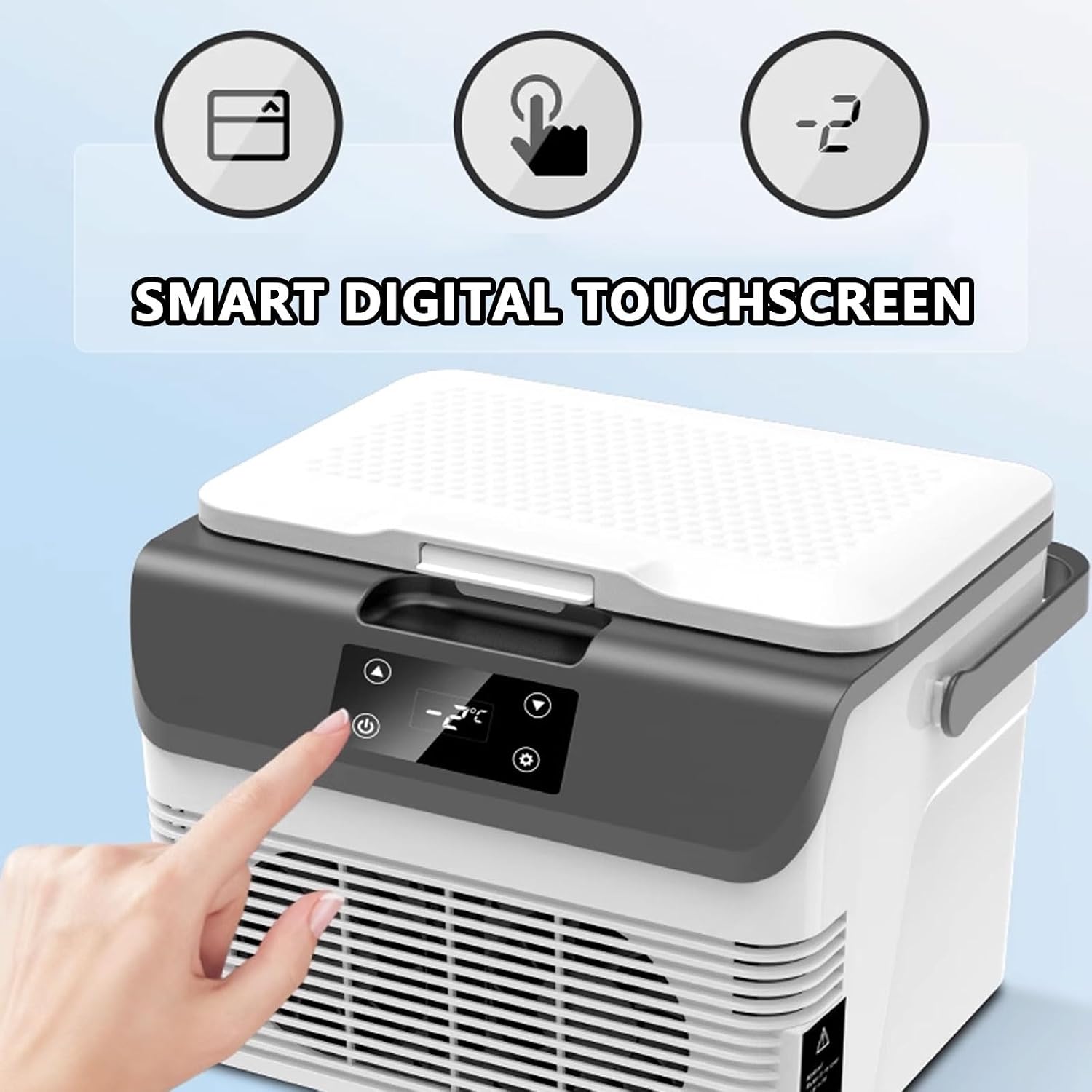 Refrigerador Portatil Car Freezer Cooler Small 15L Dual-Function Hot and Cold Function Removable Divider Design 12V/24V/220V with Handle and Cup Holder