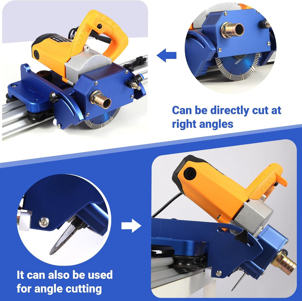 Electric Orbital Tile Cutter, 2300W Angle Grinder 8000RPM, 71' Cutting Length, Wet & Dry Blades, Bevel & Chamfer, Dual 1.05m Tracks with Suction Cups & Clamps, Water Pump & Tool Bag