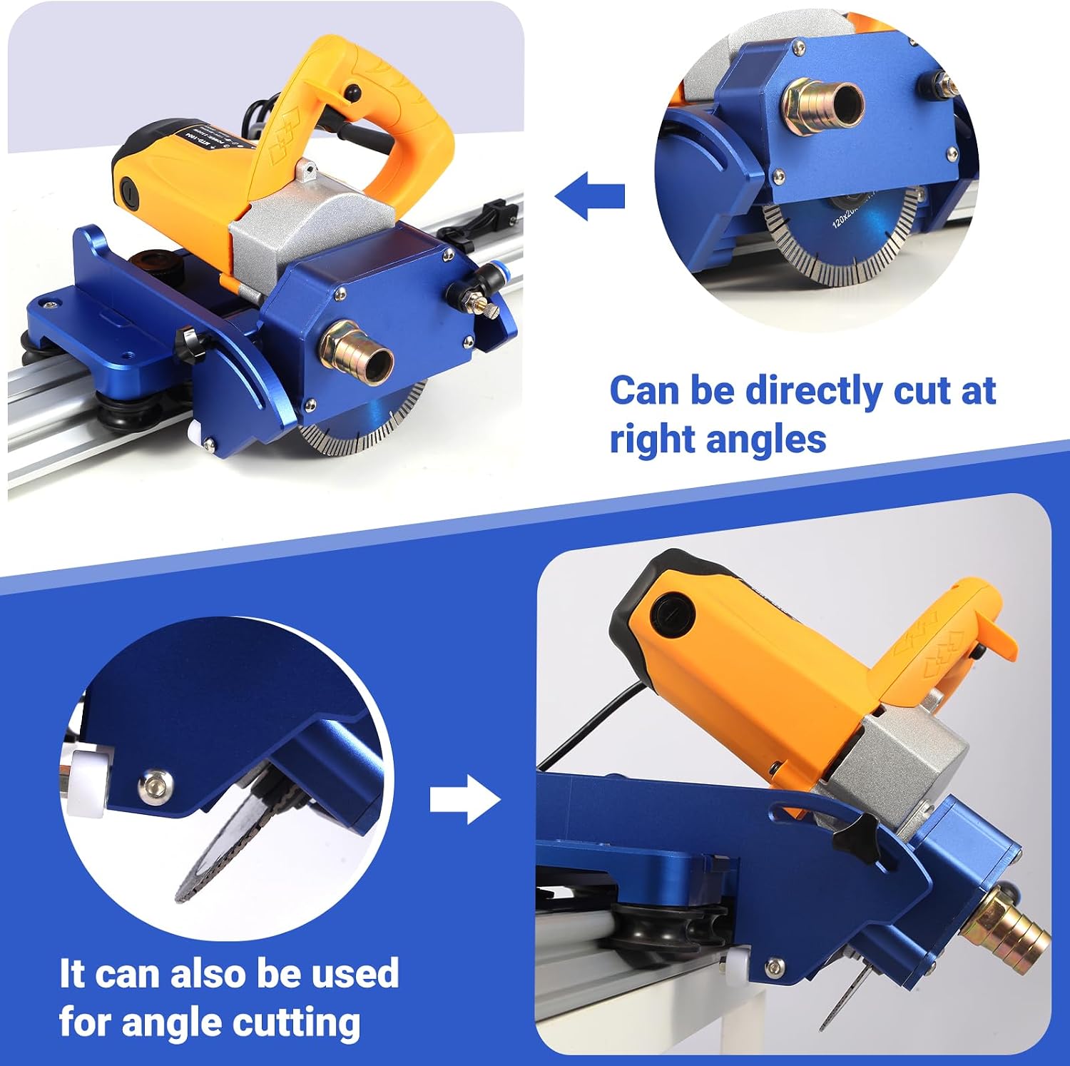Electric Orbital Tile Cutter, 2300W Angle Grinder 8000RPM, 71' Cutting Length, Wet & Dry Blades, Bevel & Chamfer, Dual 1.05m Tracks with Suction Cups & Clamps, Water Pump & Tool Bag