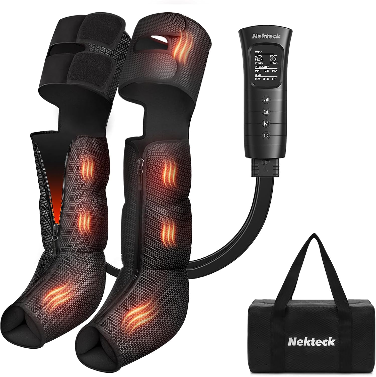Nekteck Leg Compression Massager with Heat Leg Massager for Circulation and Pain Relief, Air Compression Boot Massage Tool with 2 Heats 6 Modes, Relaxation Gifts for Men Women Dad Father's Day