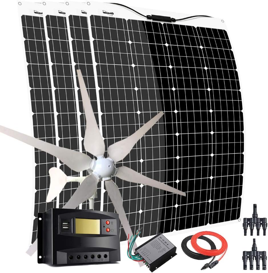 880W Wind Solar Backup Power Supply Charging Kit Home Off Grid Sytem :400W Wind Turbine Generator/480W Flexible Mono Solar Panels/Charge Controller/Accessory 12V 24V Battery Charger