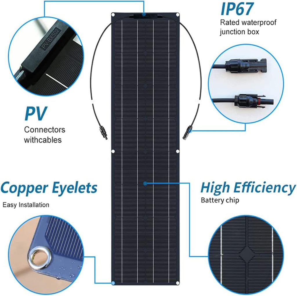 Portable Solar Chargers,100W Solar Panel Flexible Solar Panels Kit Monocrystalline Solar Modules for Outdoor Camping Travel RV Uneven Surfaces