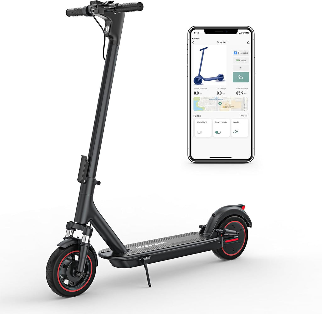 Alloweek Electric Scooter for Adults – 350W/500W Motor, 19 MPH/22Mph Top Speed, 21-52 Miles Range, 8.5'/10 inch Tires, Folding E-Scooter with Dual Suspension and Braking System, App Control