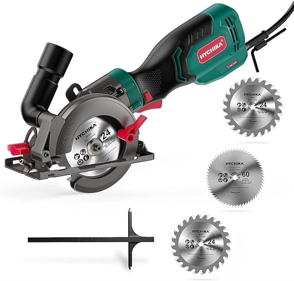 HYCHIKA Reciprocating Saw, 6.2A Mini Circular Saw with 3 Blades, 2-Tool Power Tool Combo Kit
