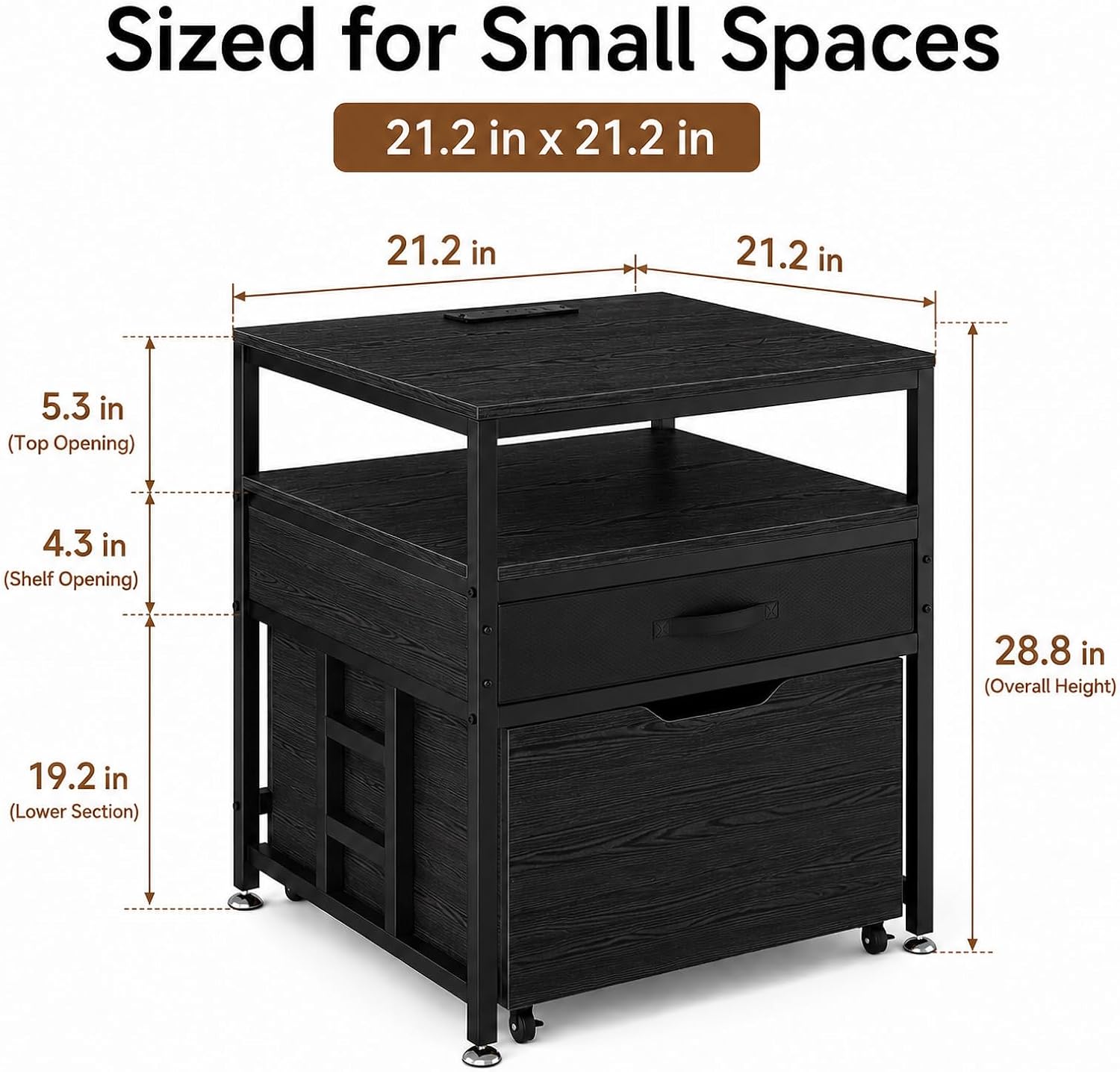 Mini Fridge Stand with Storage Drawer for Dorm Room, 220 lb Heavy Duty Refrigerator Stand with Power Outlet and Pull-Out Basket, Small Fridge Table for Apartment, office, Kitchen, Black