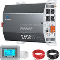 2500W Pure Sine Wave Inverter 48V DC to 110V/120V AC Converter, 5000W Peak, High-Efficiency Off-Grid Solar Power Inverter, 4 AC Outlets, USB & Type-C, LCD Remote Control
