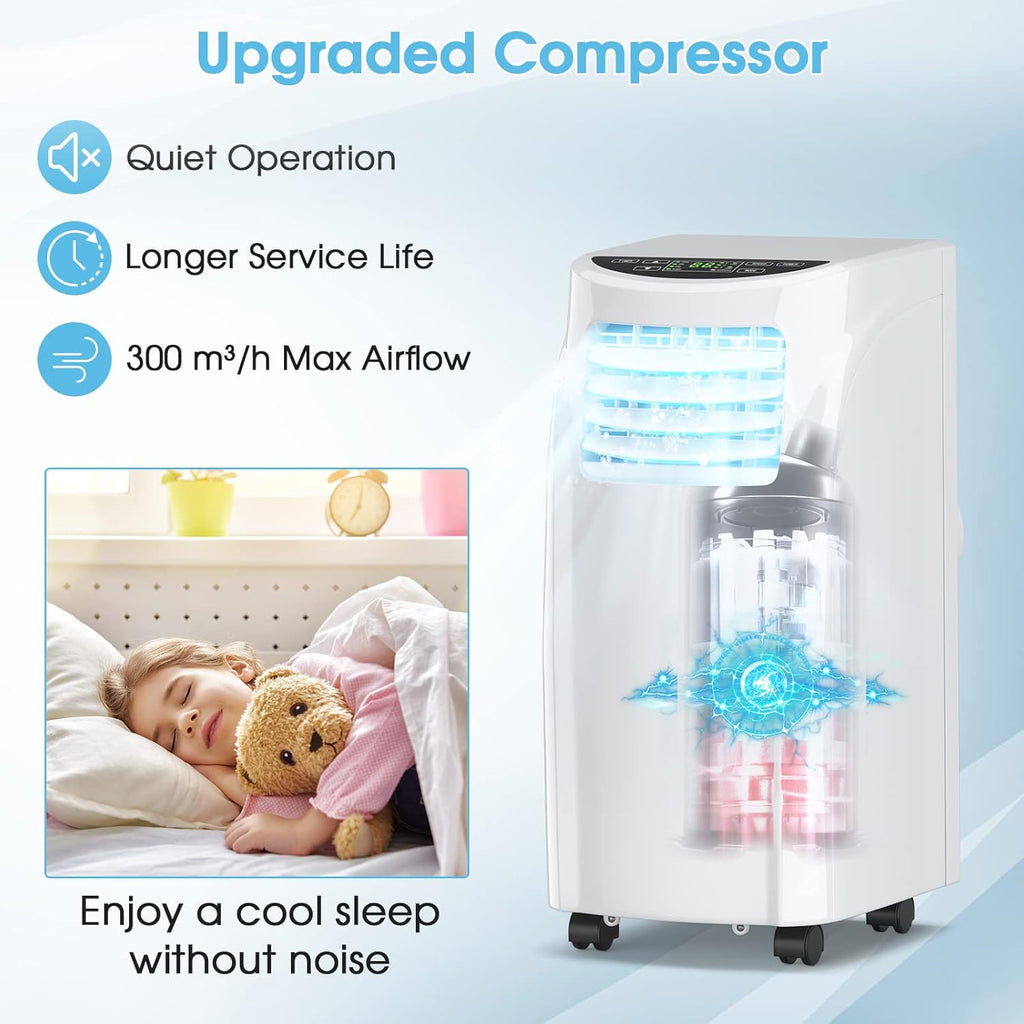 COSTWAY Portable Air Conditioners, 8000 BTU Air Conditioner Unit spaces up to 230 Sq.Ft with Remote Control Dehumidifier Function Window Wall Mount, 4 Caster Wheel, Sleep Mode and 2 Fan Speed