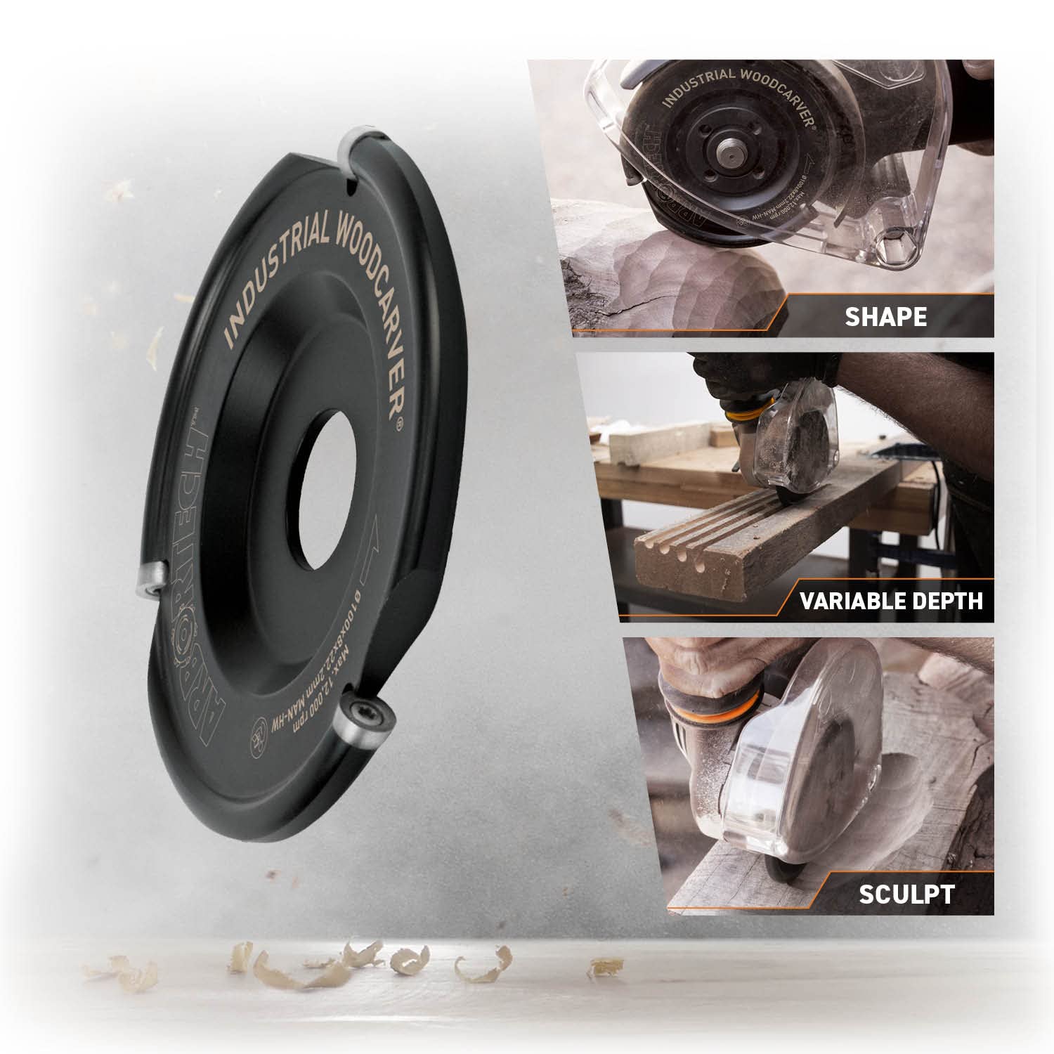 ARBORTECH Industrial Woodcarver | Ø 100 mm Carbide Wood Carving Disc for Angle Grinder | IND.FG.100