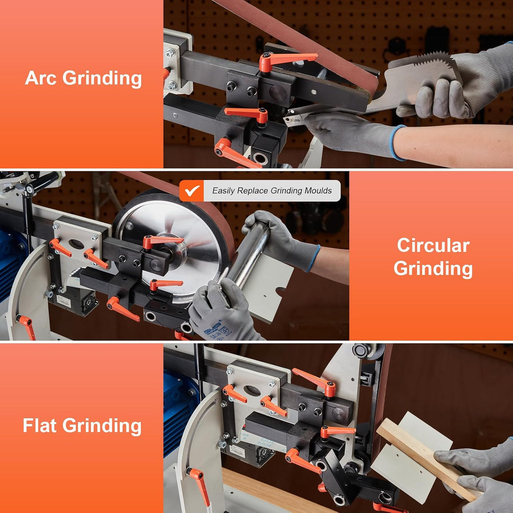 VEVOR Belt Grinder Sander, 72 x 2-Inch Variable Speed Belt Polisher with VFD, 1500W Knife Sharpener with 3 Grinding Moulds & 3PCS Sanding Belts for Metalworking, Compatible with 72'- 82 * 2' Belts