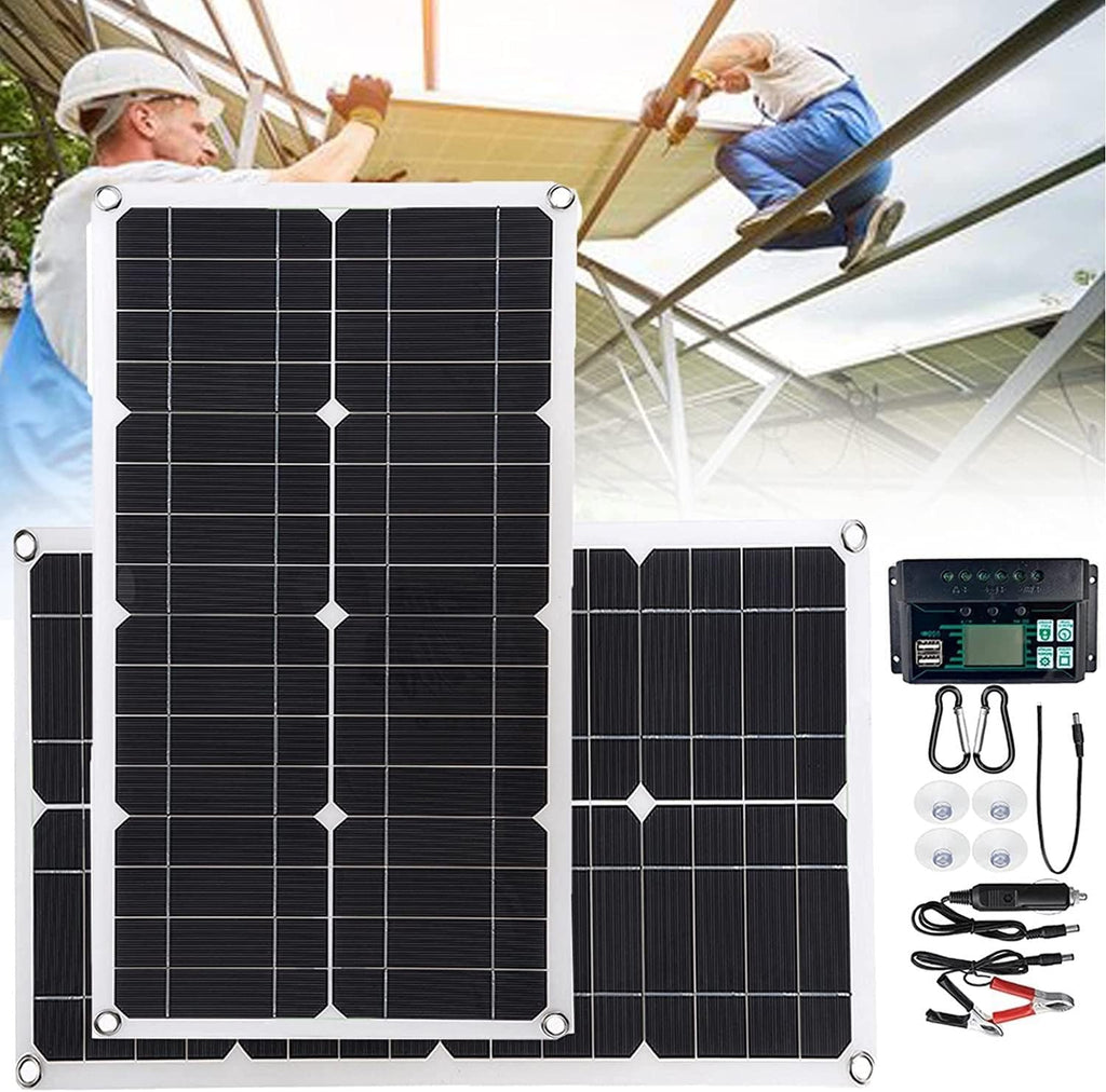 250W Solar Panel, with 30A Charge Controller Foldable Solar Panel Solar Generator, Emergency Power Supply for Outdoor Camping Travel Fishing,2 * 250W